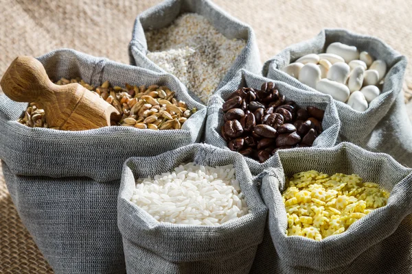 stock image Cooking food ingredients in cloth bags