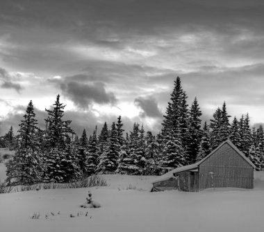 Rural Alaska in winter clipart