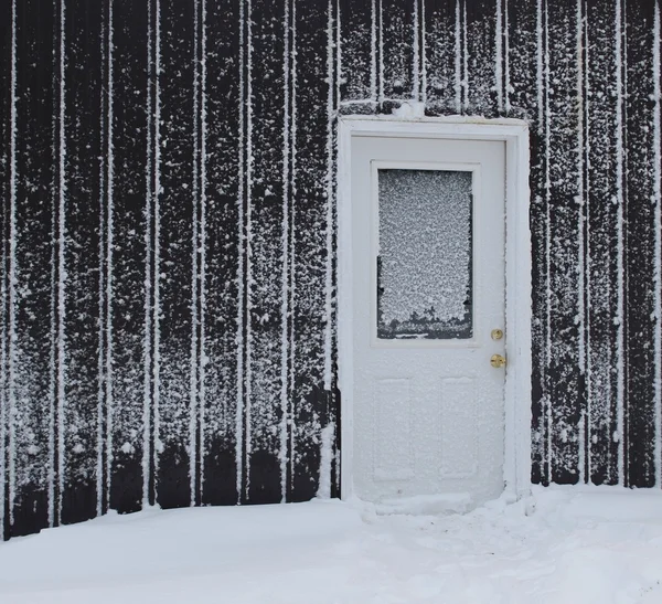 Frost täckt dörr — Stockfoto