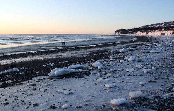 Eisiger Alaska-Strand in der Abenddämmerung — Stockfoto