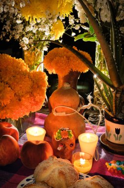 Mexican day of the dead offering altar (Dia de Muertos) clipart