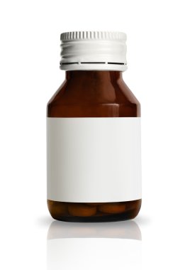 Drug bottle with blank label clipart