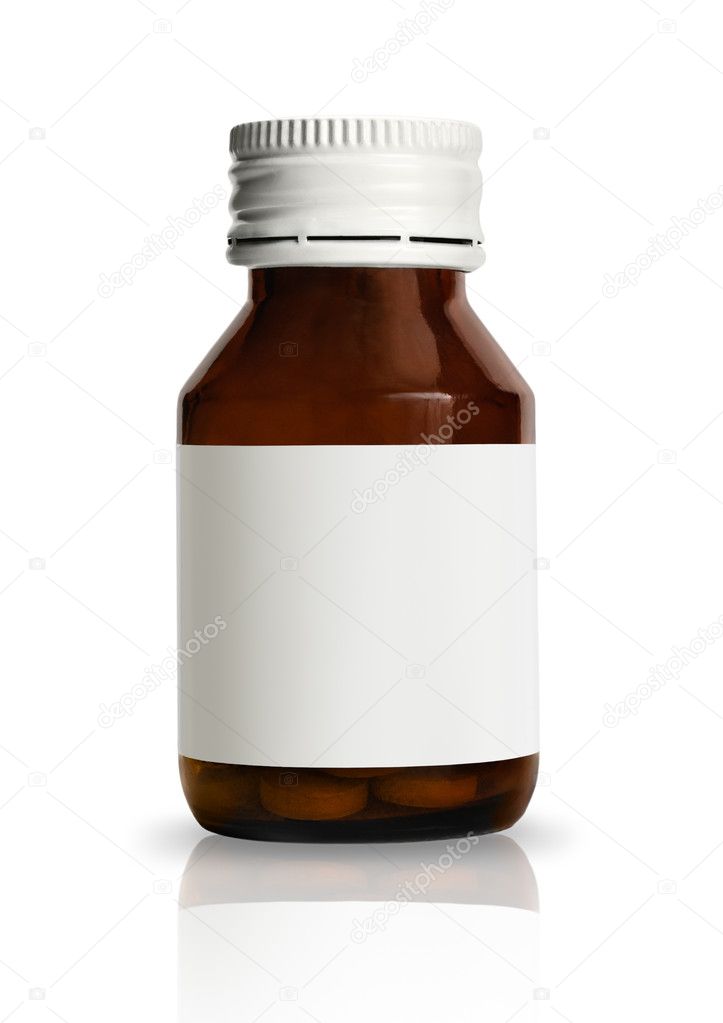 Drug bottle with blank label