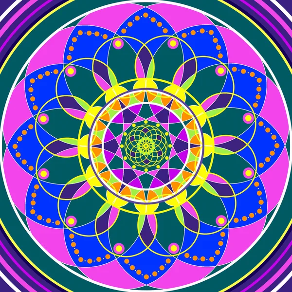 Floral mandala, geometric drawing sacred circle — Stock Photo, Image