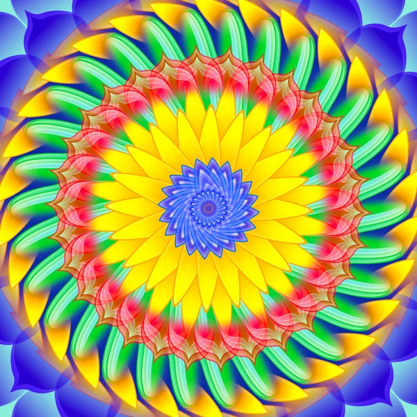 Kaleidoscopic spinning sacred circle mandala — Stock Photo, Image