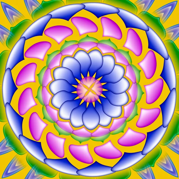 Mandala colorida, desenho geométrico círculo sagrado — Fotografia de Stock