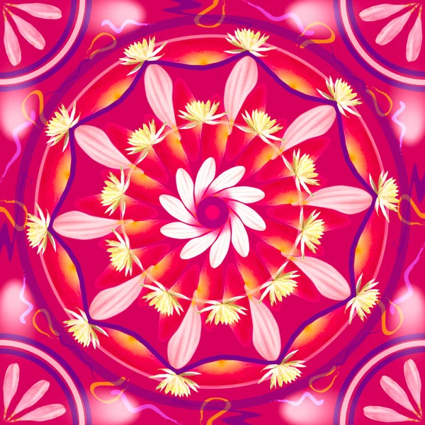 Floral mandala drawing sacred circle — Stock Photo, Image