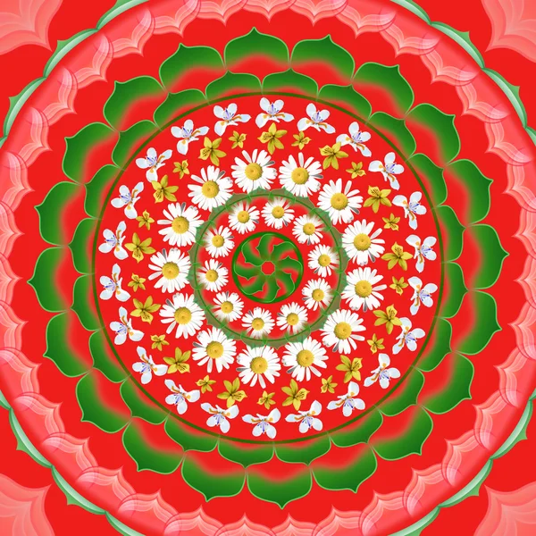 Yuvarlak süs çiçek desen çizim Mandala — Stok fotoğraf