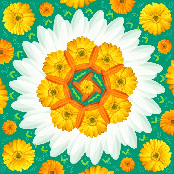 曼陀罗圆装饰图案花卉绘图 — 图库照片