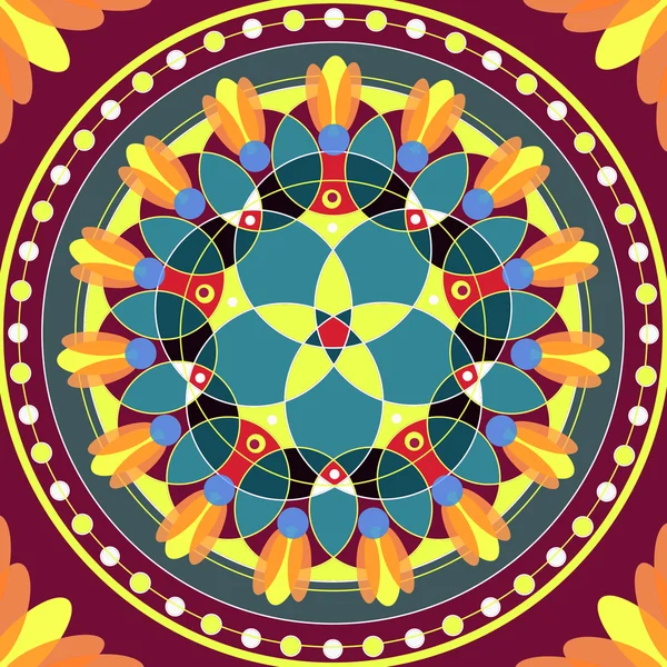 マンダラ ラウンド飾りパターン花図面 — ストック写真
