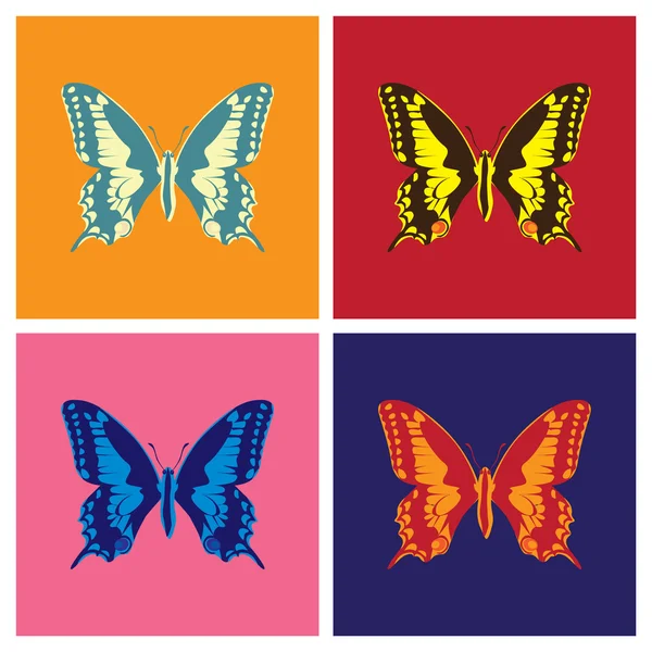Schmetterlinge im Pop-Art-Stil — Stockvektor