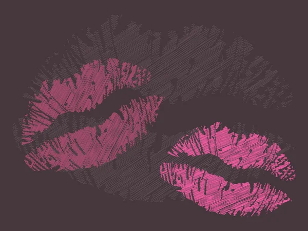 孤立的 grunge 的嘴唇打印 — 图库矢量图片