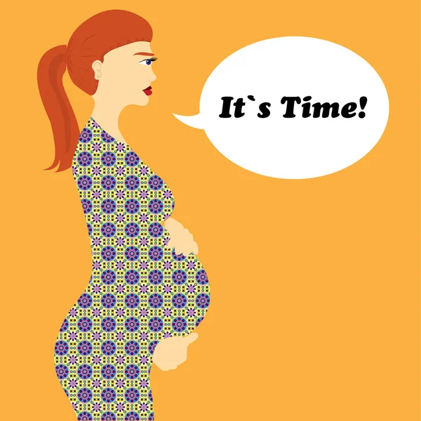 Όμορφη έγκυος γυναίκα — Διανυσματικό Αρχείο