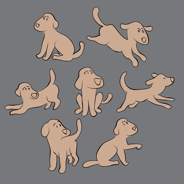 Set of cute puppies — Stock Vector