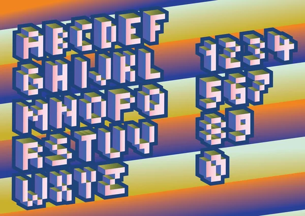 3D Pixel alphabet — Stock Vector