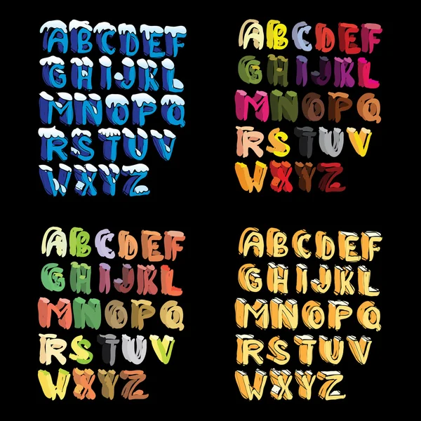 Dessin animé alphabet lettré à la main — Image vectorielle