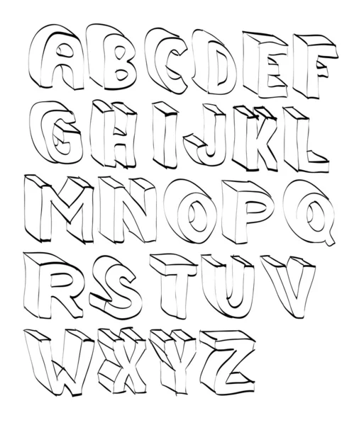 Kreslený ruka sečtělý abeceda — Stockový vektor