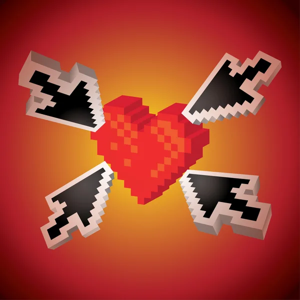 Flèches pointant sur un cœur — Image vectorielle