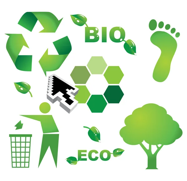 Bio eco Ikonuppsättning — Stock vektor
