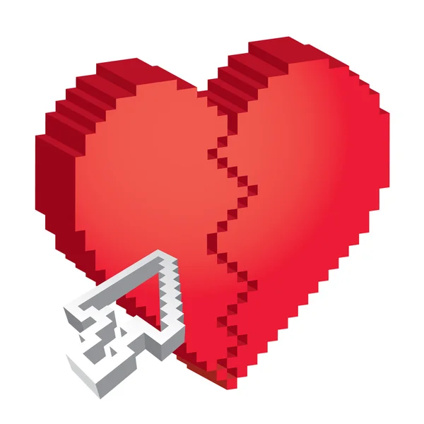 3d pixel coeur brisé — Image vectorielle