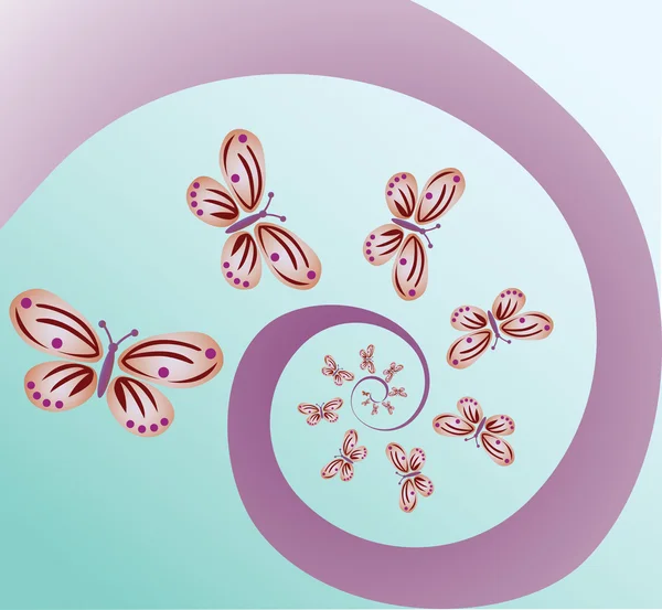 Fjärilar i spiral — Stock vektor