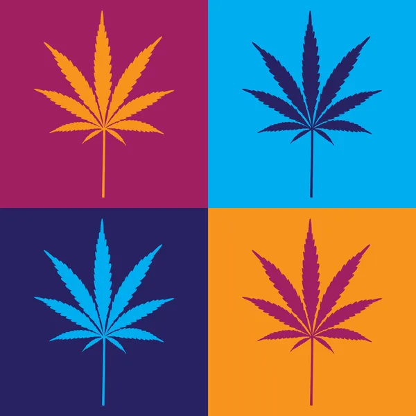 Négy cannabis levelek — Stock Vector