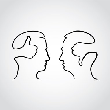 Head with thumbs clipart