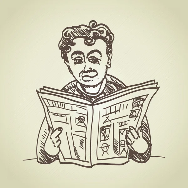L'uomo legge le notizie — Vettoriale Stock