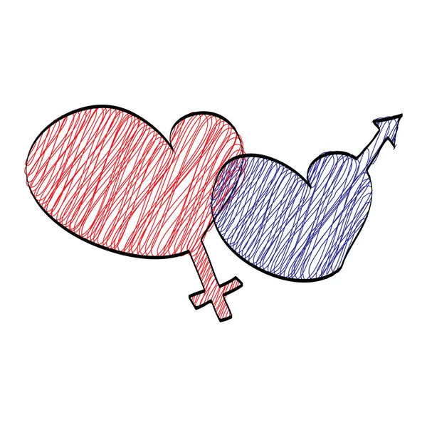 Два серця ілюстровані — стоковий вектор