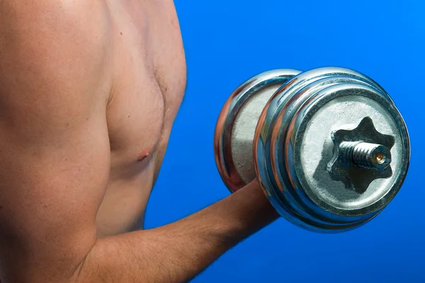 Man with free weights — Stock Photo, Image