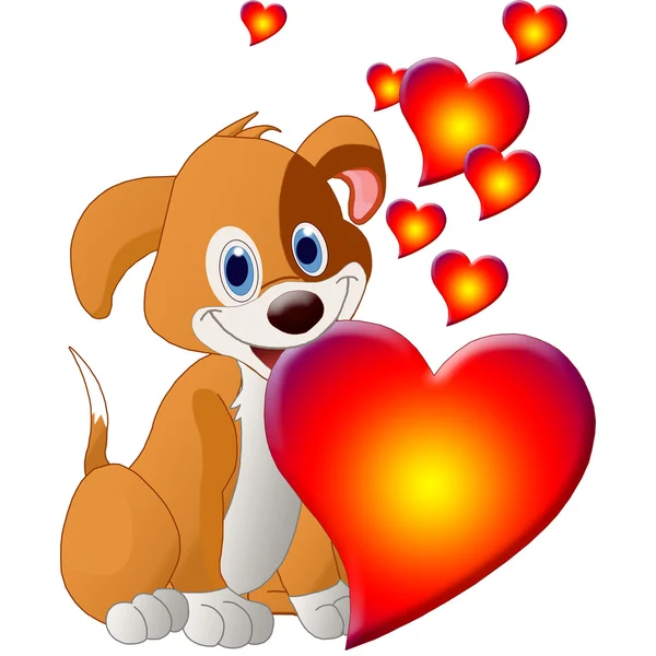 Sevgililer günü kalpleri köpekle — Stok fotoğraf
