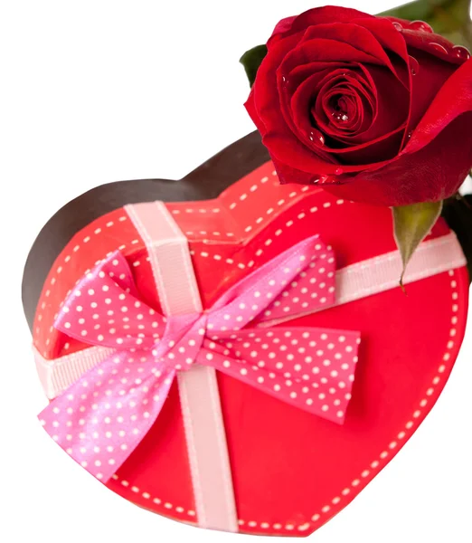 Прекрасна подарункова коробка з трояндою — стокове фото