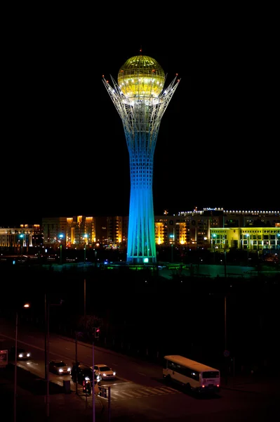 stock image Night view Baiterek in Astana, Kazakhstan