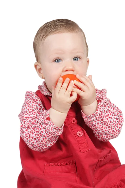 Child with red dress — Stock Photo, Image