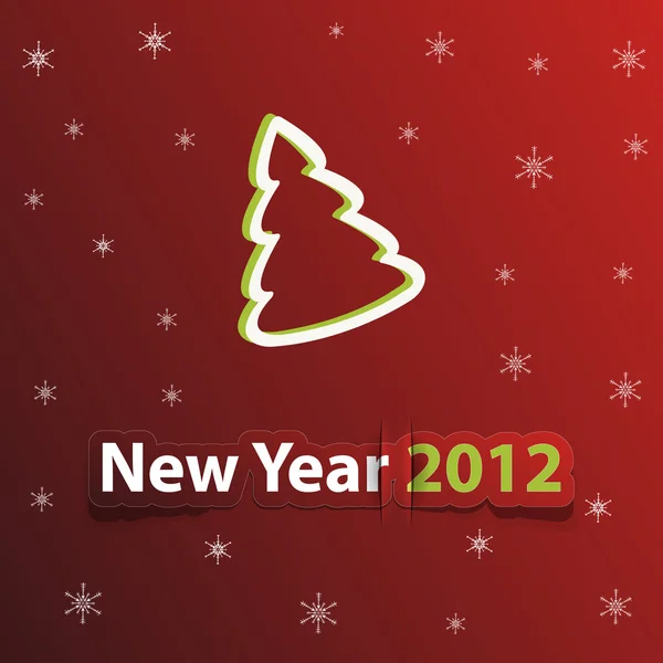 Simple red christmas card with new year 2012 — 图库照片