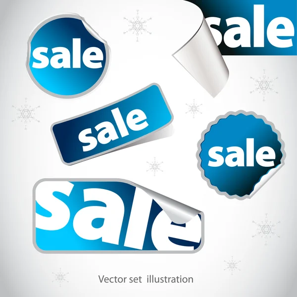 Samling av klistermärken som blå försäljning — Stockfoto