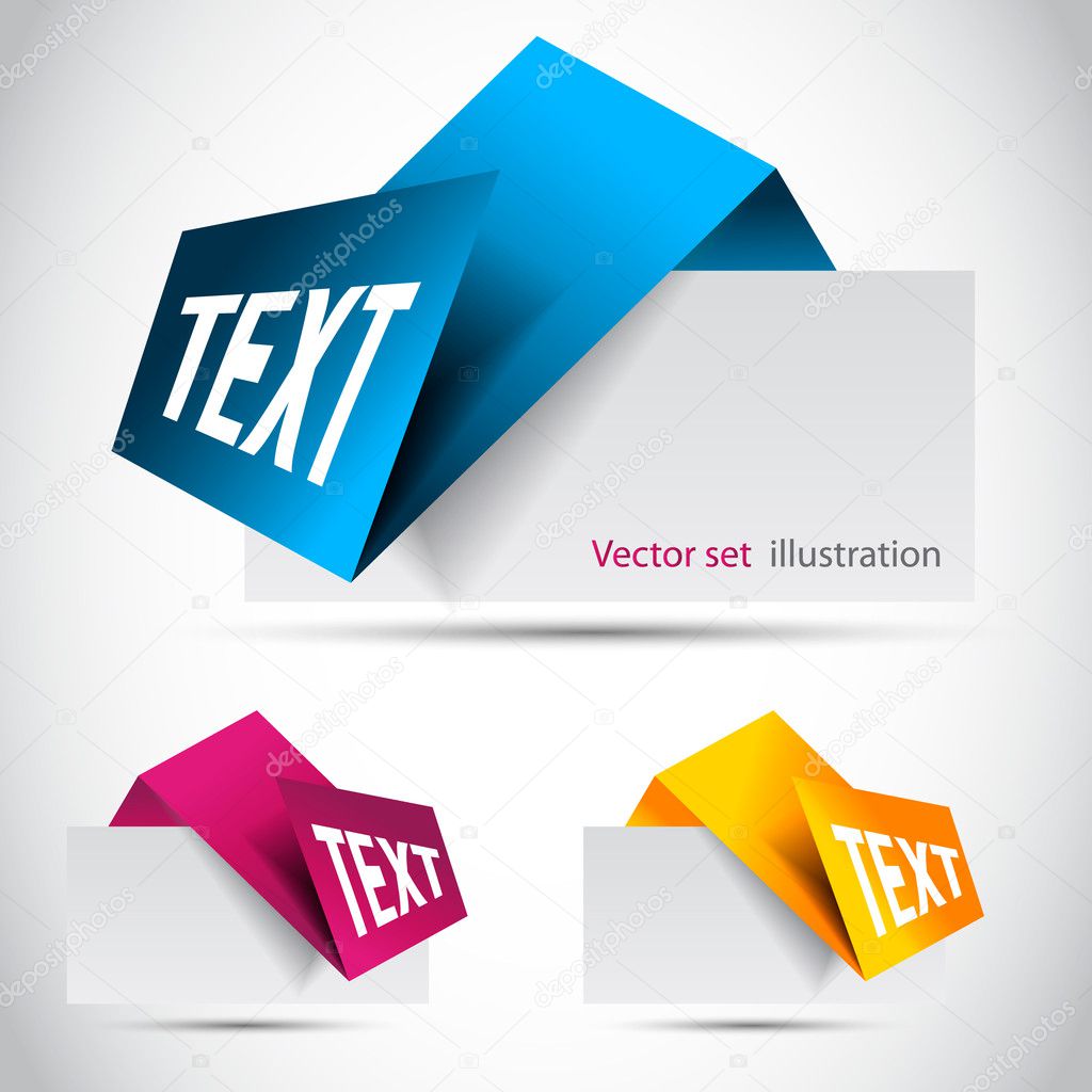 Vector color Paper origami bookmark