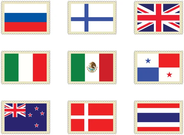 Sellos Banderas 5 — Archivo Imágenes Vectoriales
