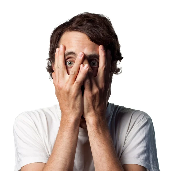 Scared young man — Stock Photo, Image