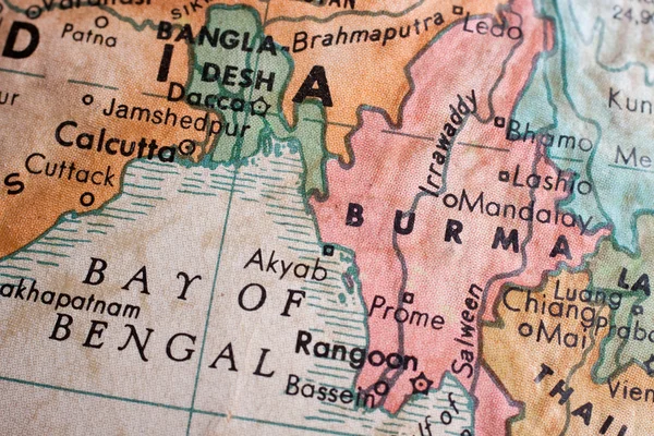 Bahía de Bengala Birmania mapa — Foto de Stock