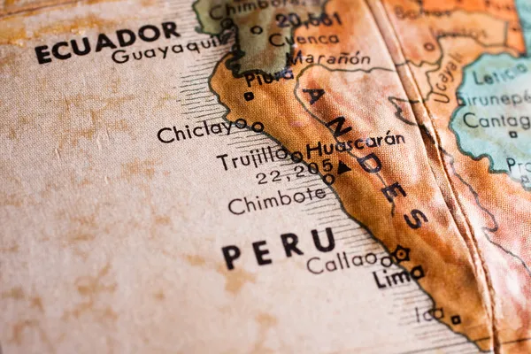 Peru e Equador mapa — Fotografia de Stock