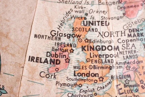 Close up map of United Kingdom