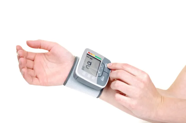 Digital wrist blood pressure monitor — Stock Photo, Image