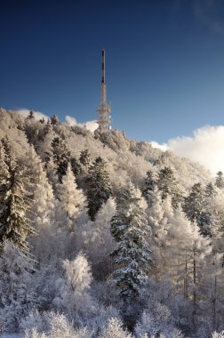 Tv transmitter Sitno in Winter landscape clipart