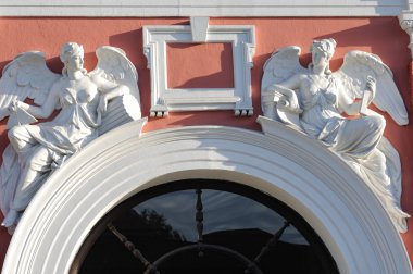 Window decorated historic buildings Svitavy, Czech Republic clipart