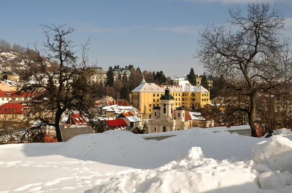 반스카 Stiavnica 겨울, 교구 교회-슬로바키아 유네스코 — 스톡 사진