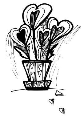 Drawing hearts in the pot for Valentine's Day clipart