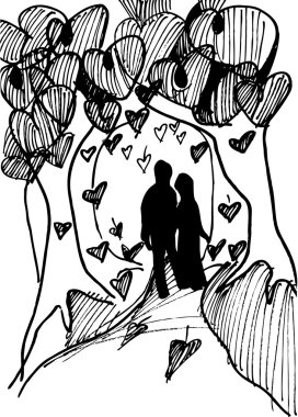 Card for Valentine's Day, the coloring book illustration clipart