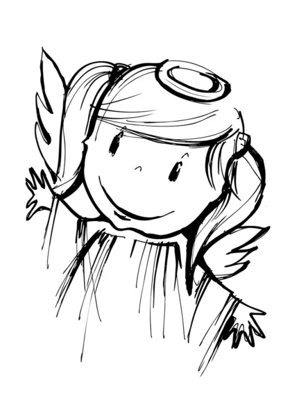 一个孩子的微笑小天使，着色书籍插图 — 图库矢量图片