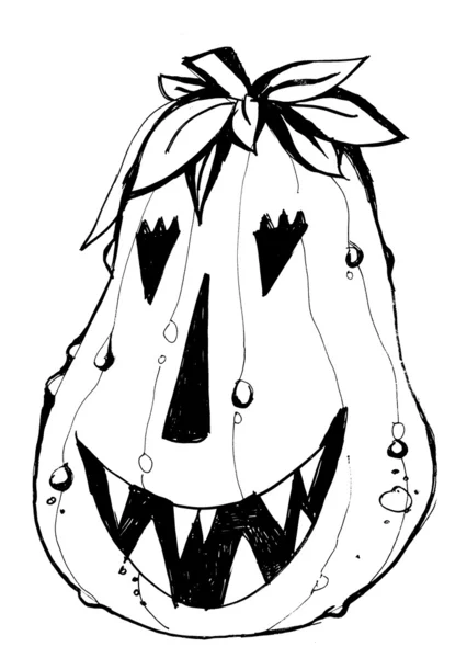 Abóbora de Halloween com o mal sorriso assustador — Vetor de Stock
